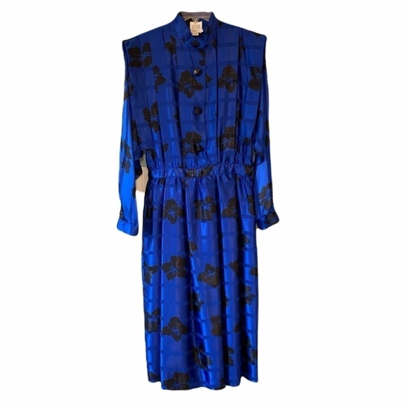 Vintage Hawaiian High Neck Long Sleeve 1980’s Dress Sz 6 - Picture 1 of 11